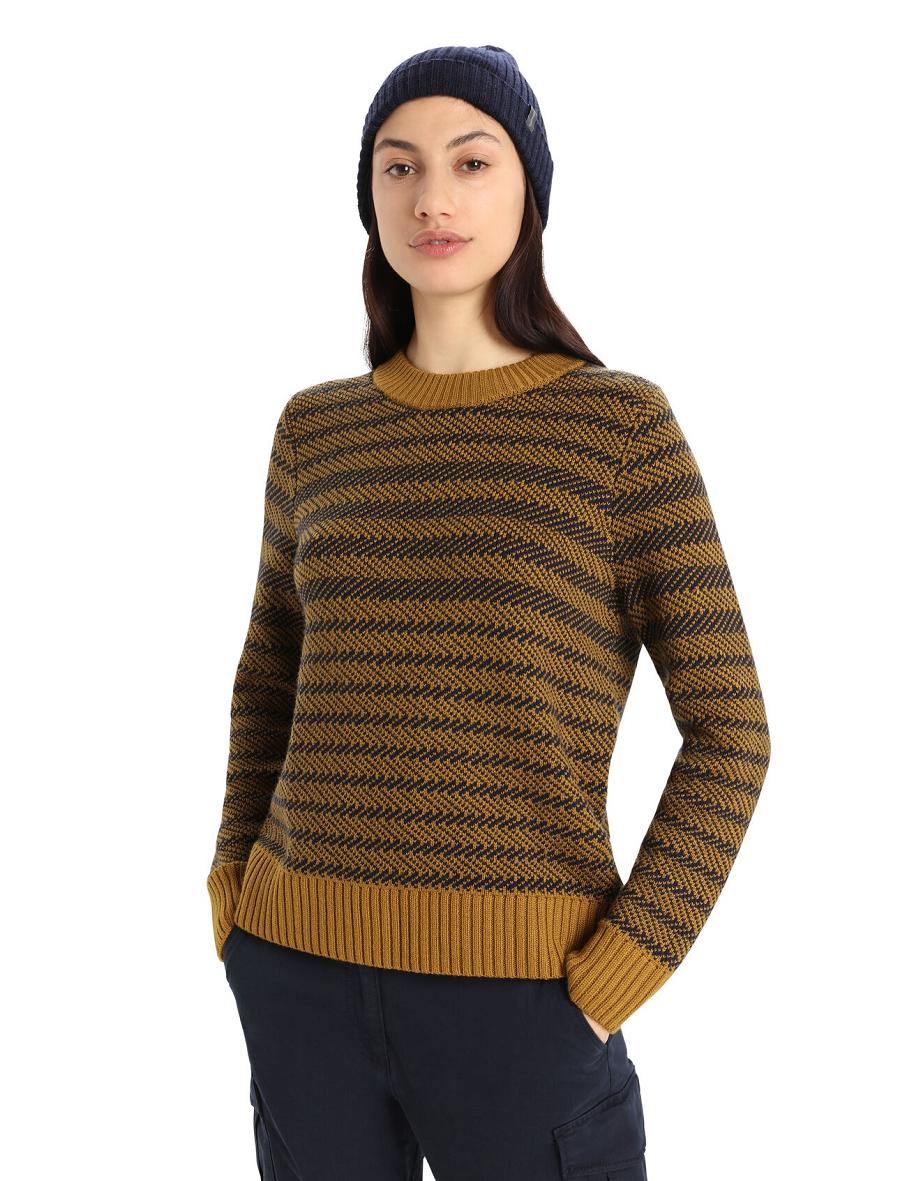 Women\'s Icebreaker Merino Waypoint Crewe Sweaters Clove / Midnight Navy | CA 1323LISH